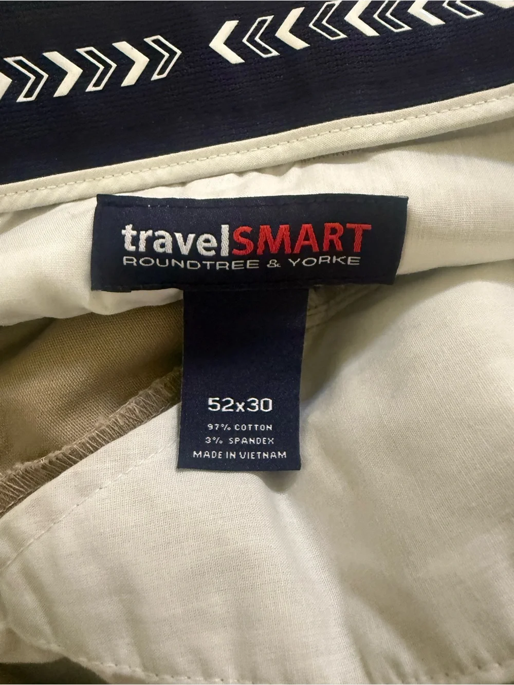 Roundtree & Yorke TravelSmart Pants Men's 52 X 30 Beige Classic Fit Core Comfort